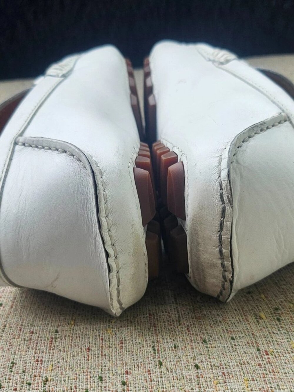Gucci Men Loafer Shoes White Leather Slip On Driving Horsebit Size 40 Made Italy - Picture 9 of 14